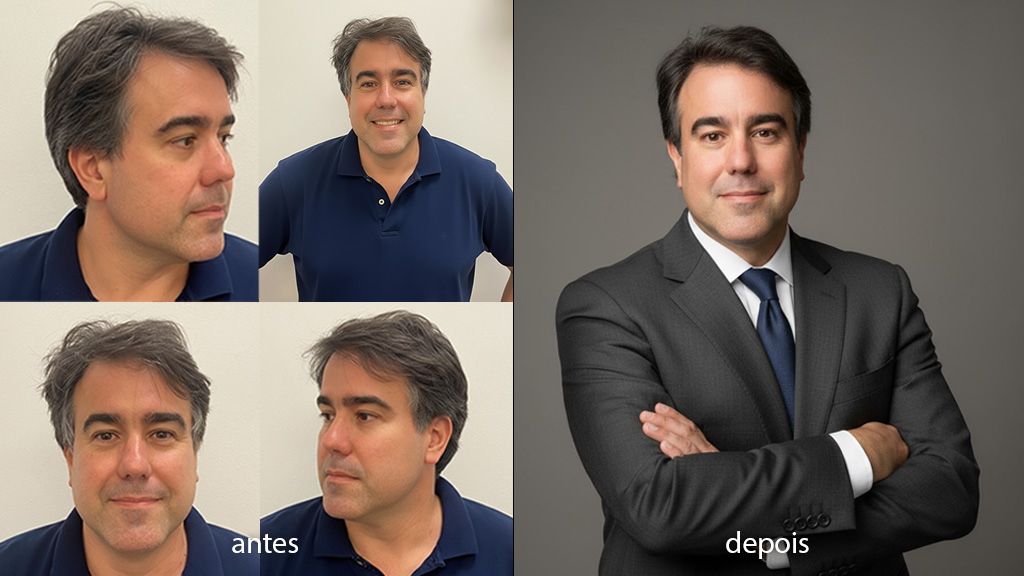 Exemplo de antes e depois gerado pela IA