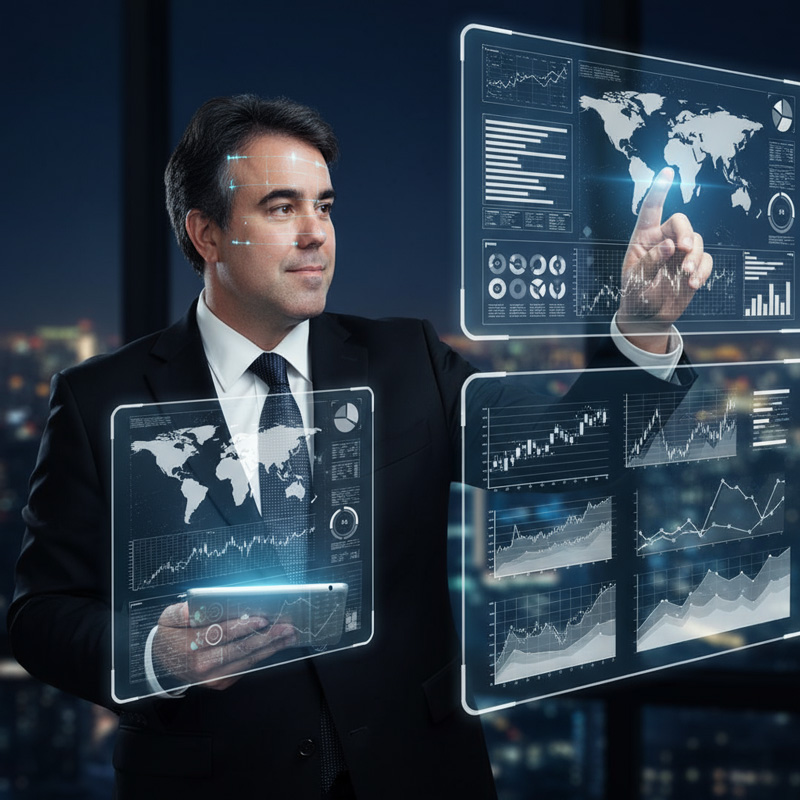 Retrato Executivo Futurista — Inteligência, Inovação e Precisão Tecnológica – 8 fotos